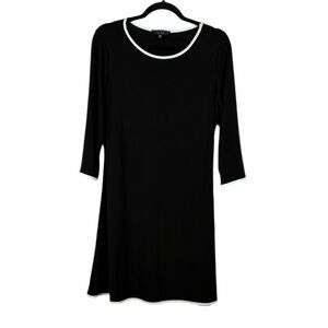 Tiana B Black Swing Dress White Trim 3/4 Sleeve Size Medium NWT Classic